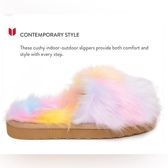Minnetonka Lyla Slipper Rainbow Fuzzy Unicorn NEW - Picture 2 of 15